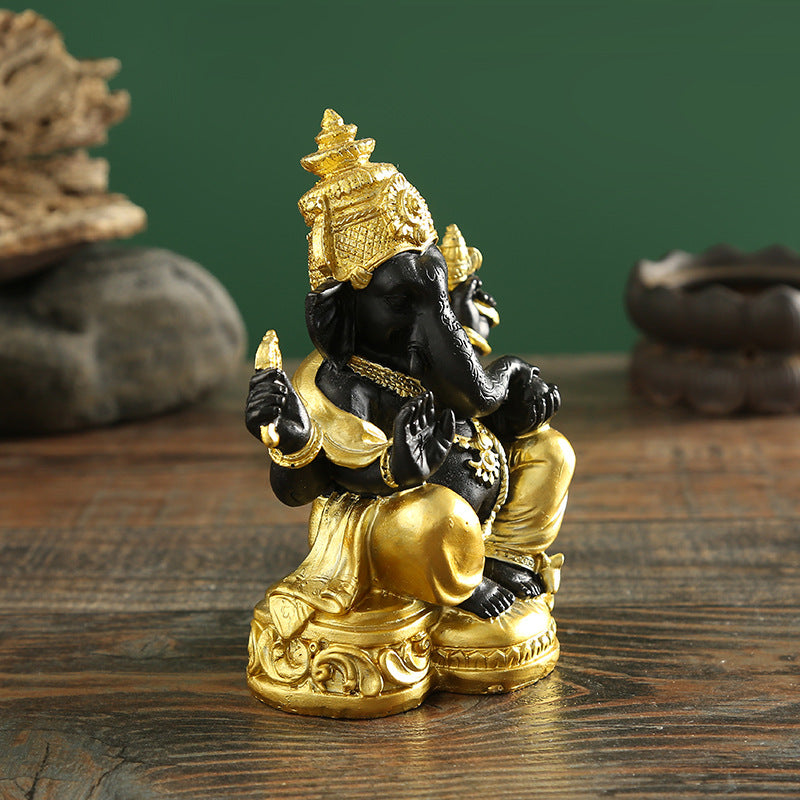 Serenemyst Handmade Gold-Plated Ganesha Elephant Fortune and Protection Decoration
