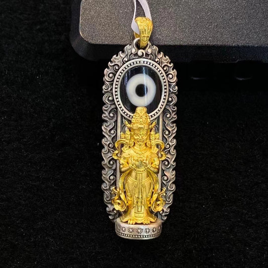 Serenemyst Tibetan Enamel Dzi Zakiram Protection Protection Pendant