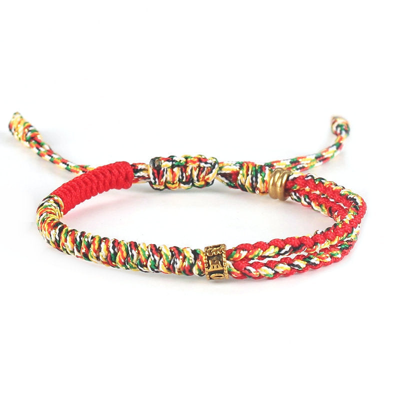 Serenemyst Red String Six-Word Mantra Metal Knot Protection Bracelet