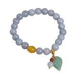 Serenemyst Natural Aquamarine Leaf Jade Pendant Healing Purity Bracelet