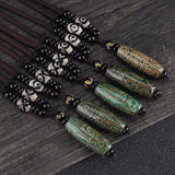 Serenemyst Tibetan Agate Nine-Eyed Dzi Pendant Protection Necklace