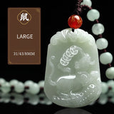 Serenemyst Natural Hetian Jade Chinese Zodiac Protection Pendant With Beads Chain