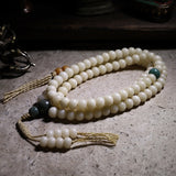 Serenemyst White Bodhi Seed Beads Harmony Mala Bracelet