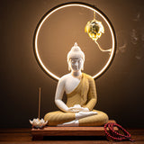 Serenemyst Colorful Ceramic Sakyamuni Buddha Statue Protection Lamp Decoration