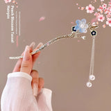 Serenemyst Classical Chinese Style Peach Blossom Tassel Healing Hairpin