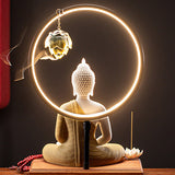 Serenemyst Colorful Ceramic Sakyamuni Buddha Statue Protection Lamp Decoration